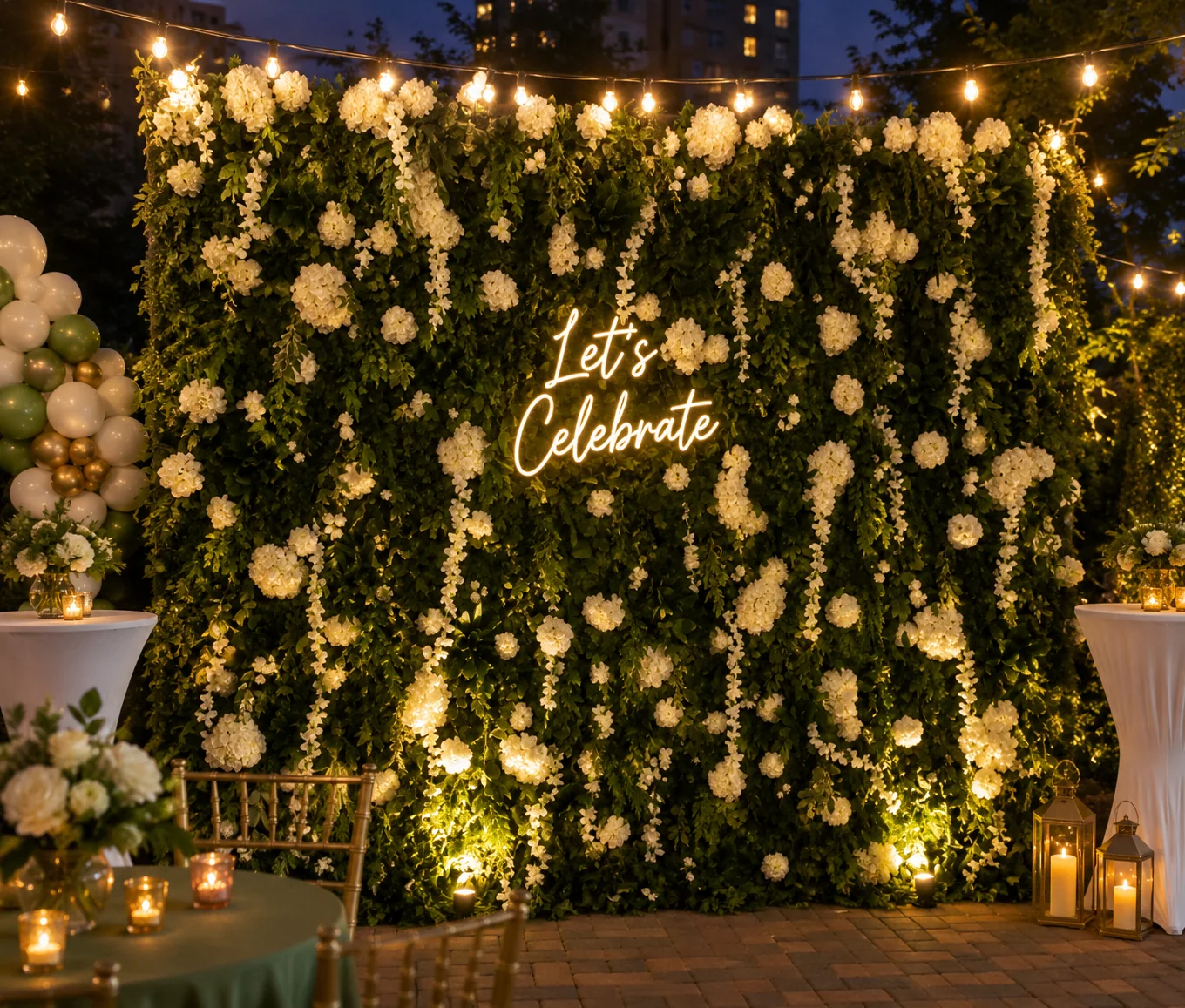 Outdoor greenery flower wall
